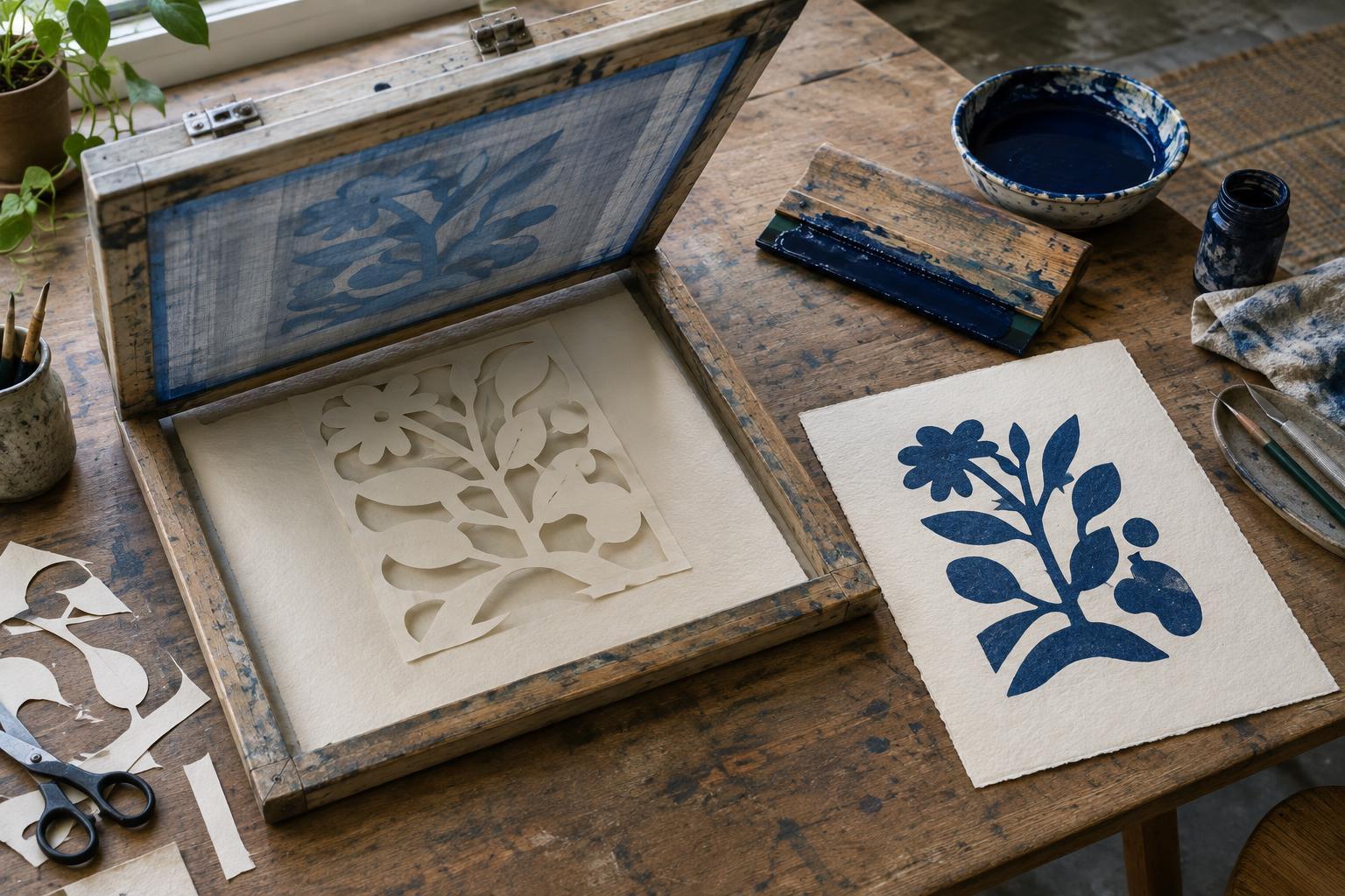 Screenprinting with a Hand-Cut Paper Stencil