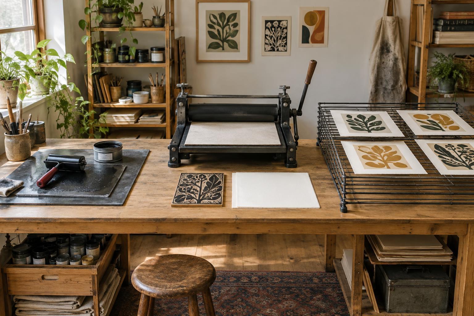 Setting Up a Small Printmaking Studio: Separate Inking, Printing and Drying Zones