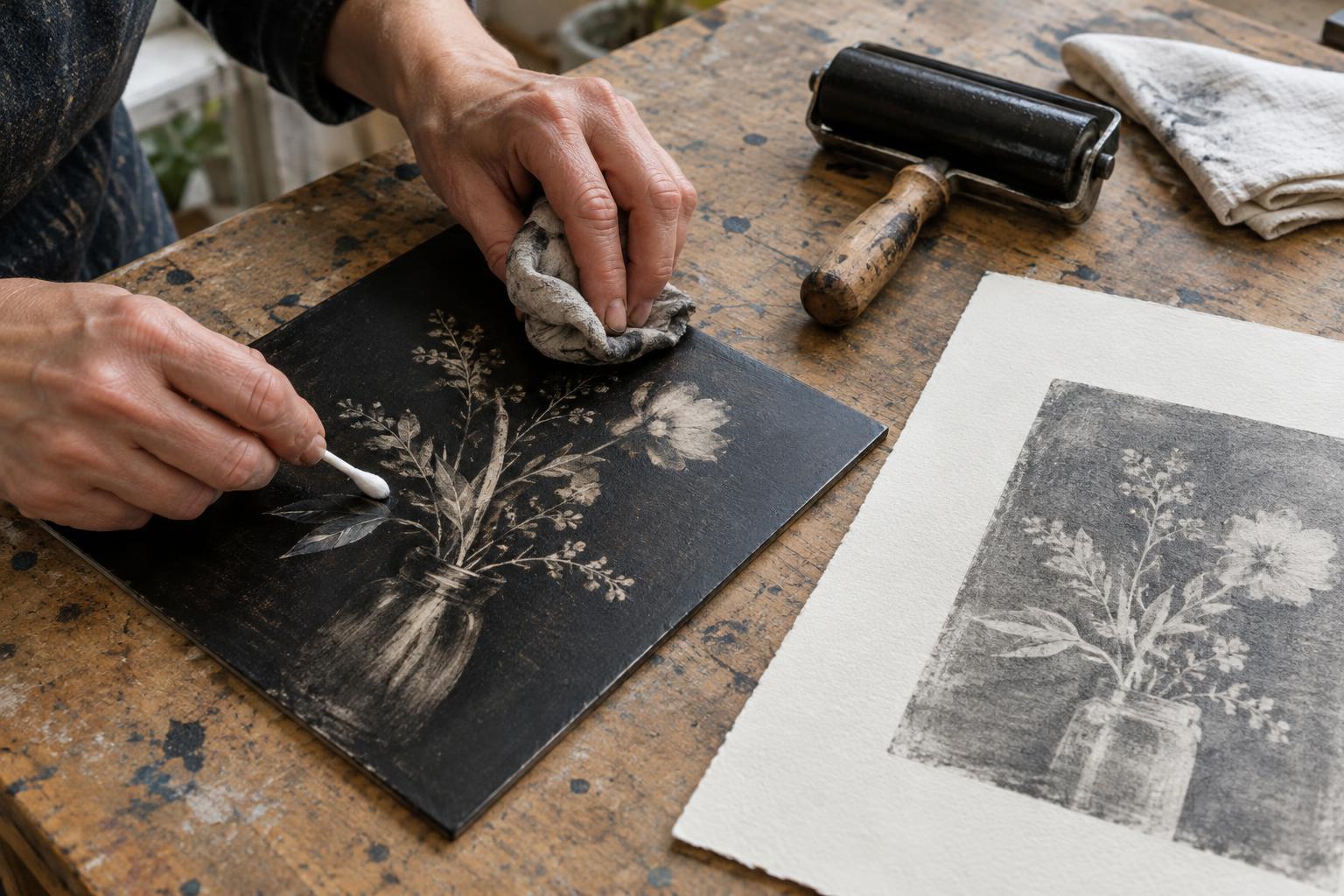Subtractive Monotype: Drawing by Removing Ink from a Plate