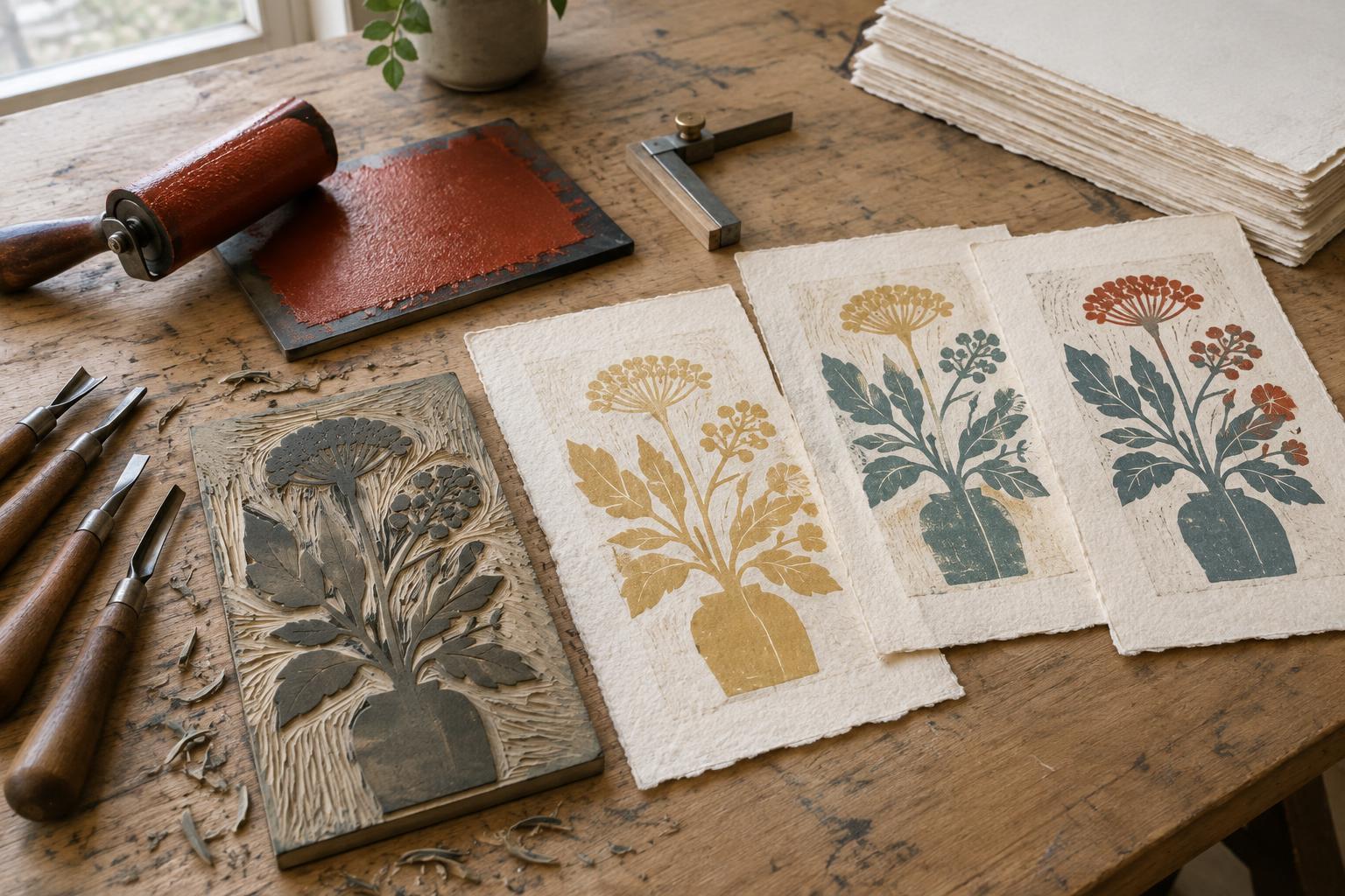 Reduction Linocut: Printing Colors from a Block You Carve in Stages