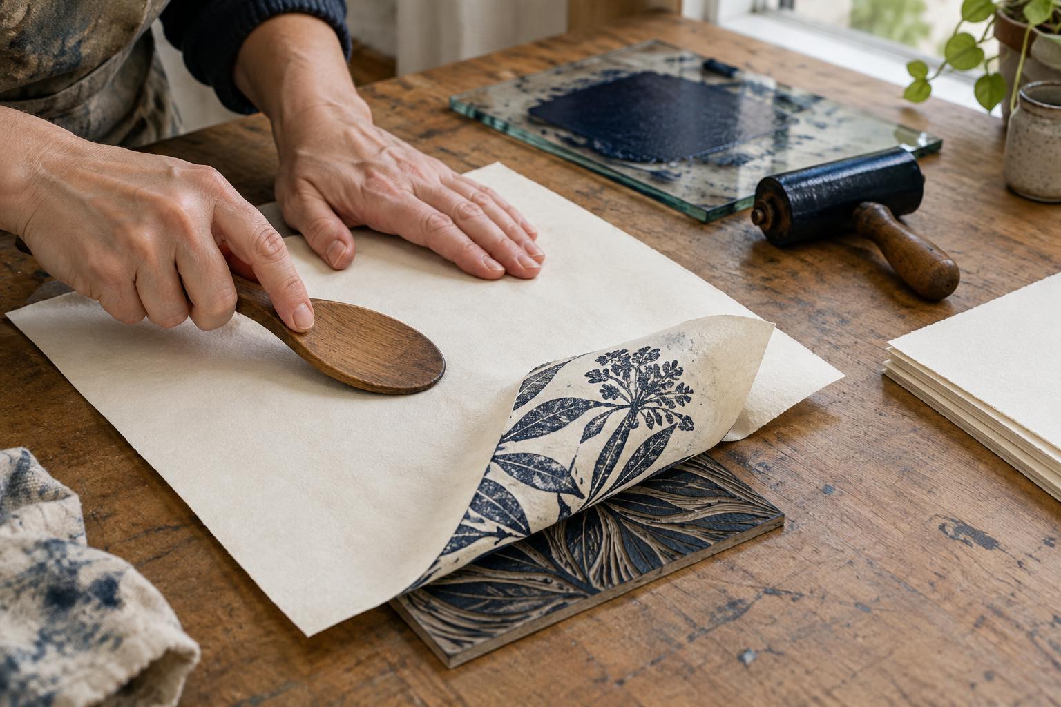 Hand-Burnishing a Relief Print Without a Press